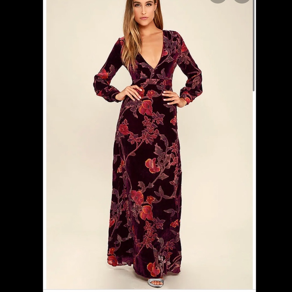 Lulus Velvet Floral Maxi Dress